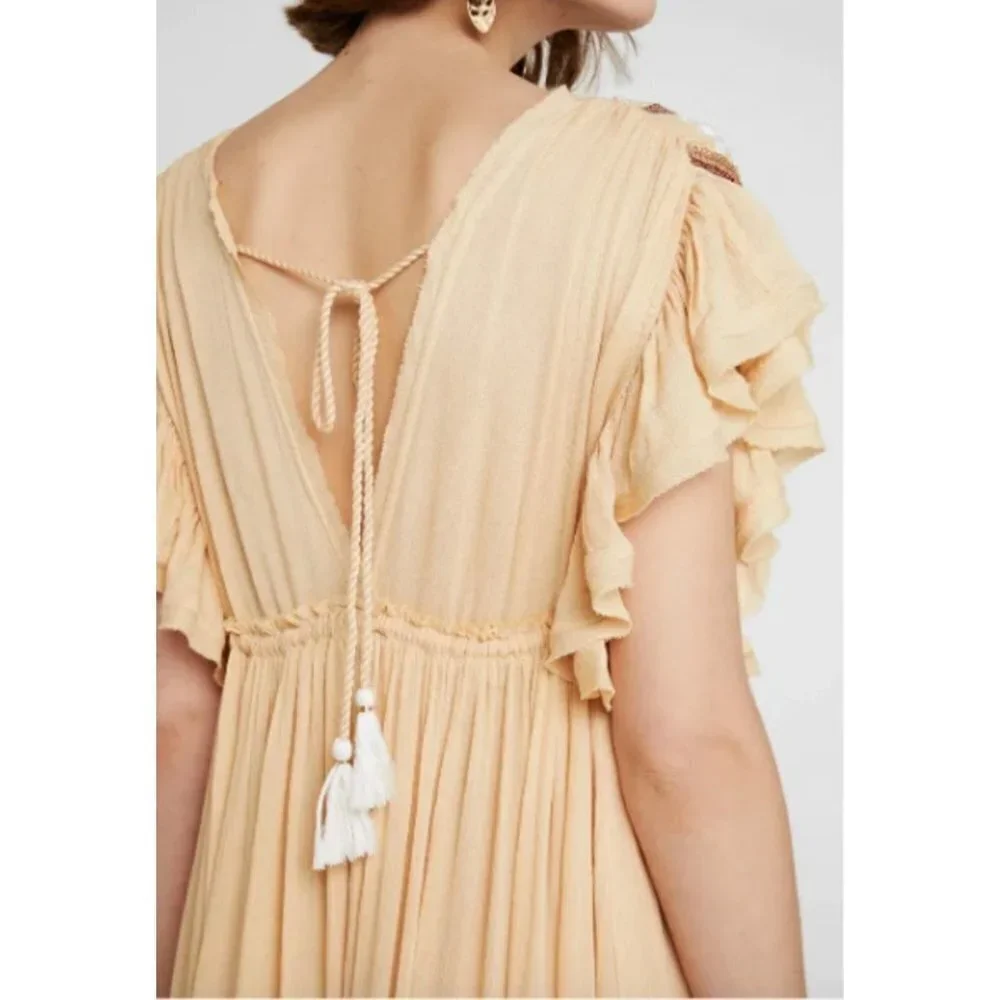 Free People Garbanzo Bean Bali Will Wait‎ For You Casual Boho Maxi Dress Sz XS